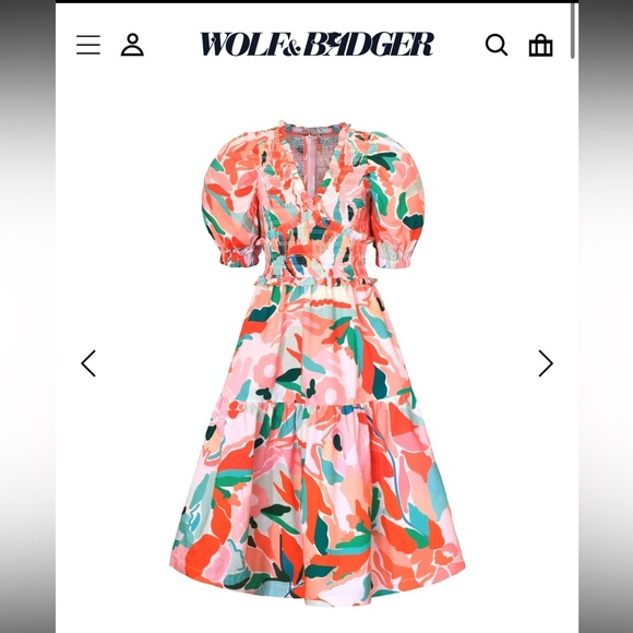 Jessie Zhao Ramona Watermelon Smocked Midi Dress - Picture 4 of 8